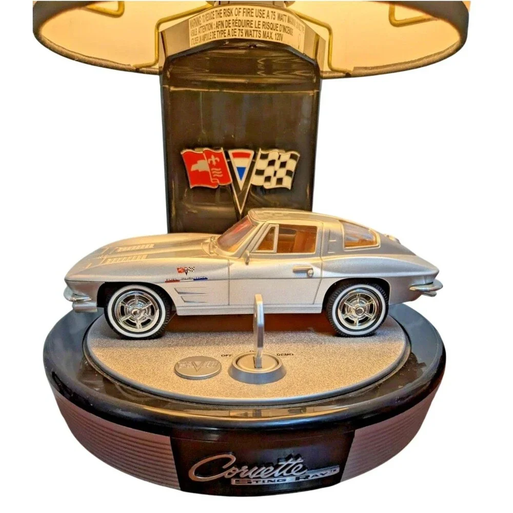 Corvette Stingray Lamp -silver / tan  int   - 1963 Turns On with Key